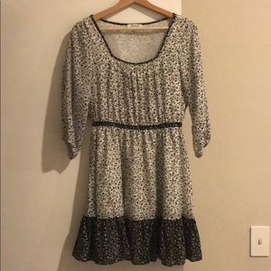 Black and white silk and cotton blend dress